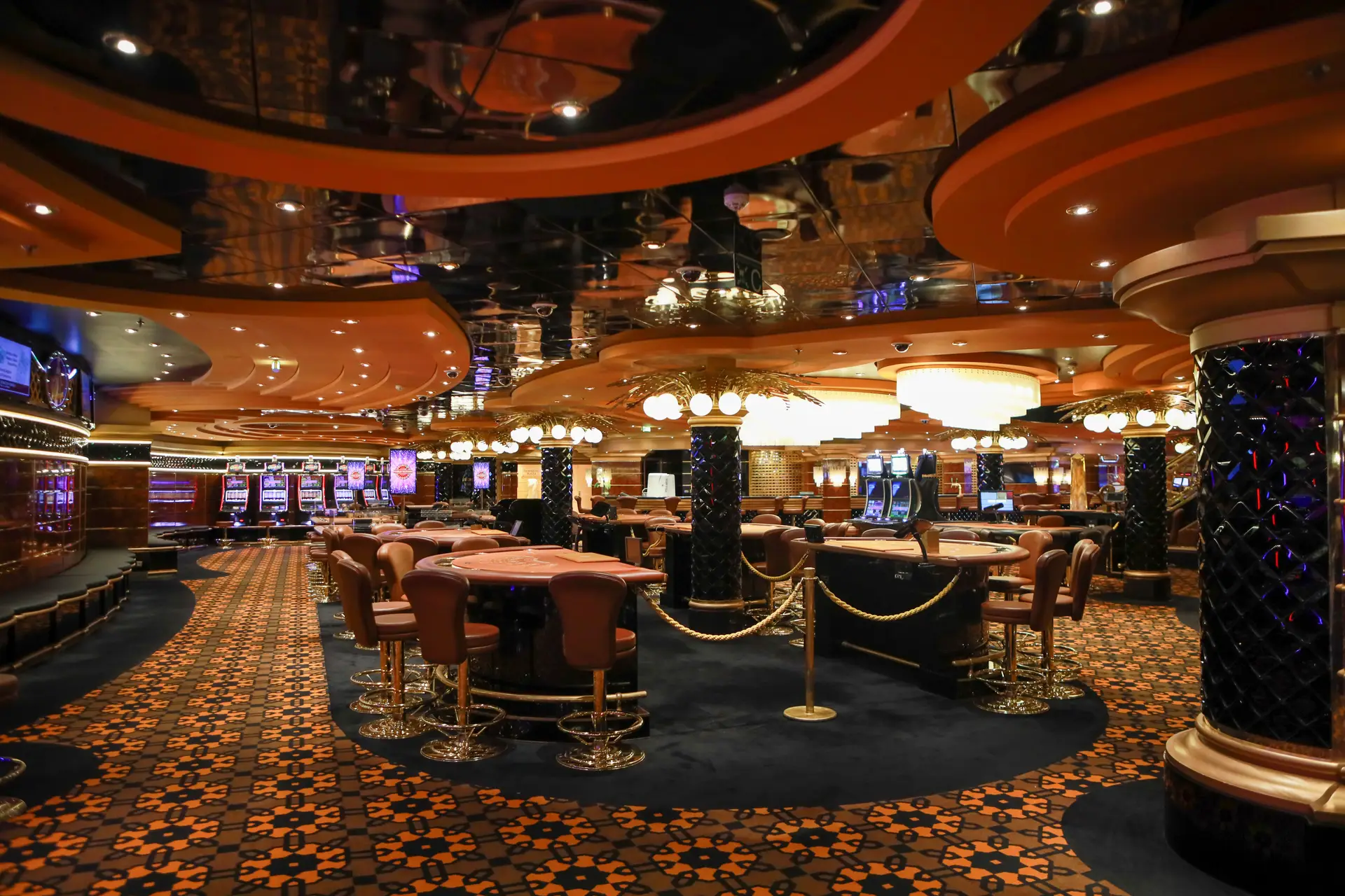 Elegant casino interior with soft lighting and sophisticated atmosphere